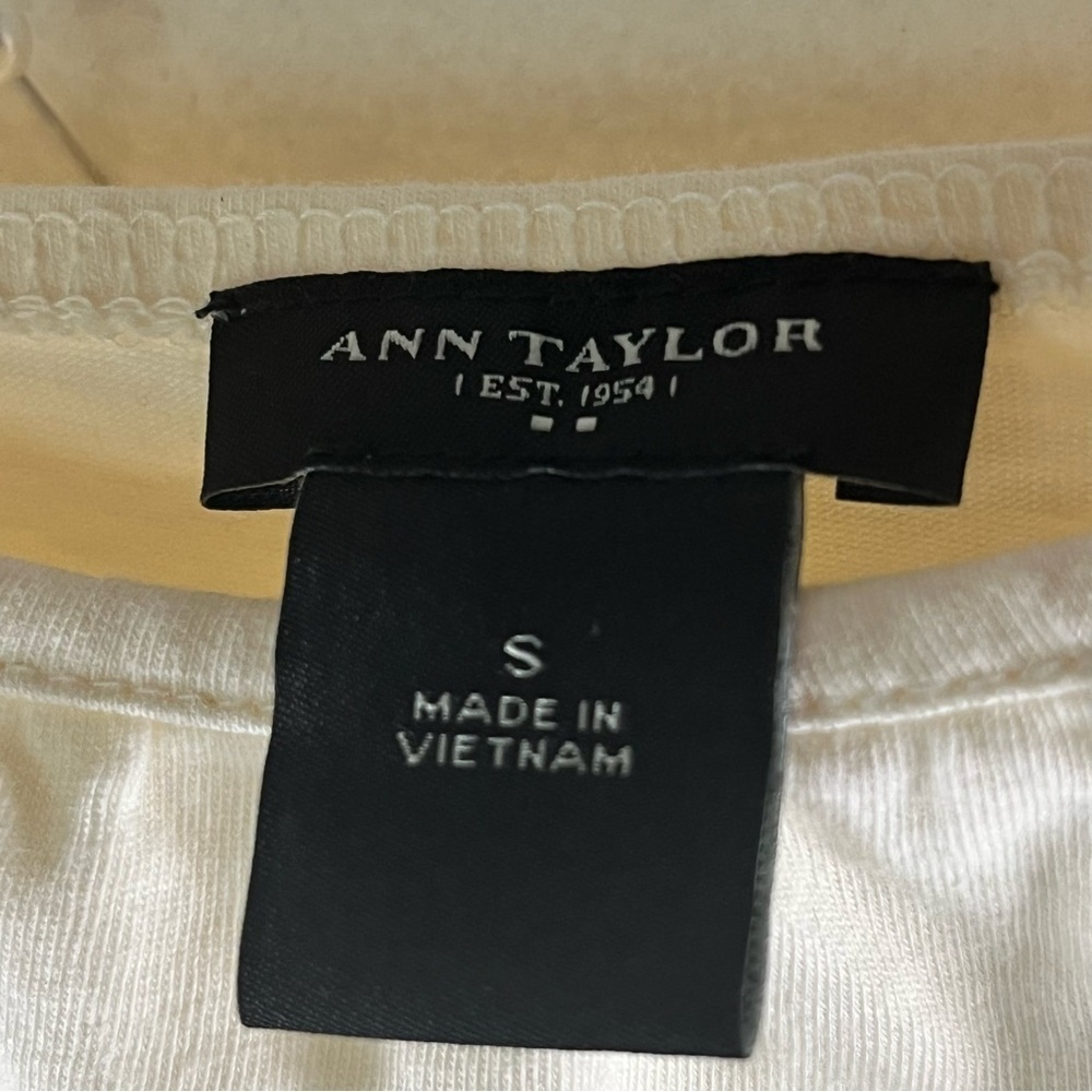 NWOT Ann Taylor Cream Ruched Scoop Neck Empire Waist Tank Top Boho Milkmaid Sz S - Picture 5 of 9